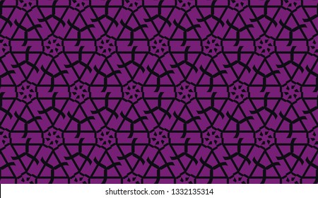 Vector seamless illustration. COLOR 1 COLOR 2. For you home interior wallpaper, fashion print.Original interior background in triangles style. Purple addiction color