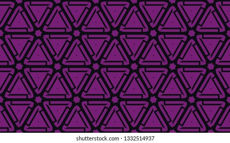 Vector seamless illustration. COLOR 1 COLOR 2. For you home interior wallpaper, fashion print.Original interior background in triangles style. Purple addiction color