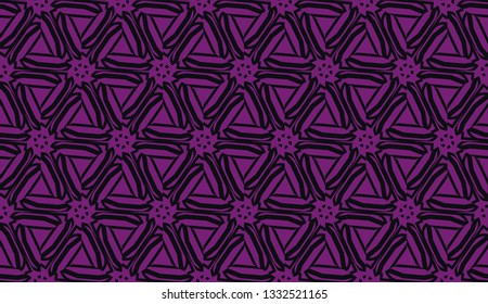 Vector seamless illustration. COLOR 1 COLOR 2. For you home interior wallpaper, fashion print.Original interior background in triangles style. Purple addiction color