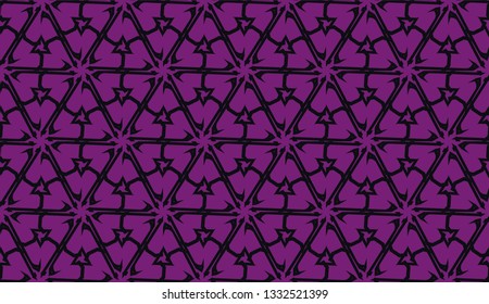 Vector seamless illustration. COLOR 1 COLOR 2. For you home interior wallpaper, fashion print.Original interior background in triangles style. Purple addiction color