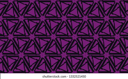 Vector seamless illustration. COLOR 1 COLOR 2. For you home interior wallpaper, fashion print.Original interior background in triangles style. Purple addiction color