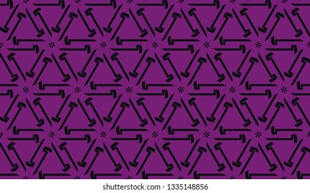 Vector seamless illustration. COLOR 1 COLOR 2. For you home interior wallpaper, fashion print.Original interior background in triangles style. Purple addiction color