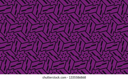 Vector seamless illustration. COLOR 1 COLOR 2. For you home interior wallpaper, fashion print.Original interior background in triangles style. Purple addiction color