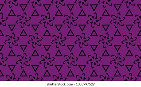 Vector seamless illustration. COLOR 1 COLOR 2. For you home interior wallpaper, fashion print.Original interior background in triangles style. Purple addiction color