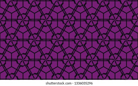 Vector seamless illustration. COLOR 1 COLOR 2. For you home interior wallpaper, fashion print.Original interior background in triangles style. Purple addiction color
