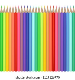 Vector seamless illustration colored pencils laid out in the order of transition color artist tools to draw or school children's supplies