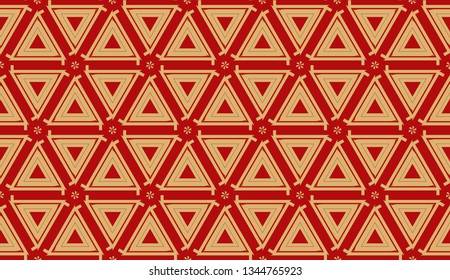 Vector Seamless illustration with curved line. Modern pattern in triangles style. For modern interior design, fashion print