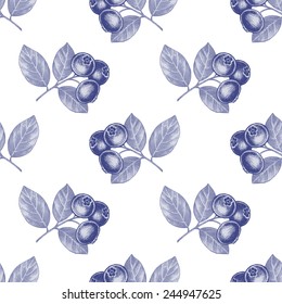Vector seamless illustration. Design for fabrics, textiles, paper, wallpaper, Internet.  Blueberries. Vector.  Illustration.