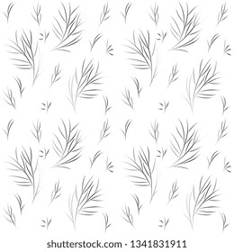 Vector seamless illustration of gray branches on white background, artistic. Beautiful pastel background.