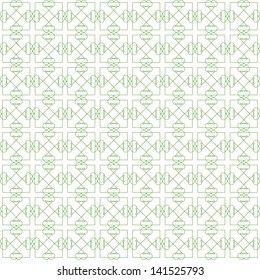 Vector Seamless Illustration of Green Tangier Grid, Abstract Guilloche Background