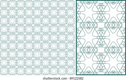 Vector seamless illustration of green tangier grid, abstract guilloche background