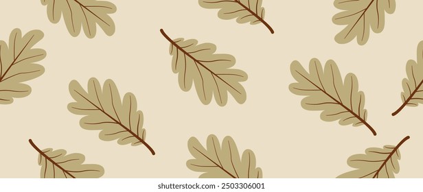 Vector seamless illustration. Minimalistic abstract leaf pattern. Modern autumn print on a light background. Ideal for textile design, screensavers, covers, cards, invitations and posters.