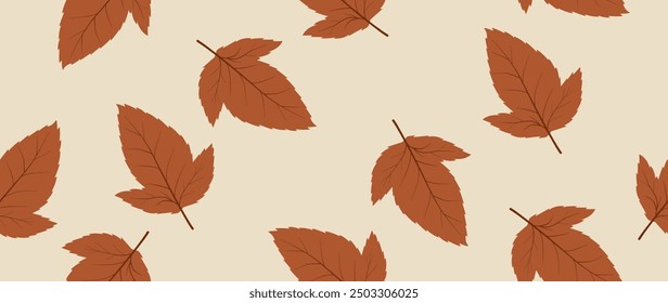 Vector seamless illustration. Minimalistic abstract leaf pattern. Modern autumn print on a light background. Ideal for textile design, screensavers, covers, cards, invitations and posters.