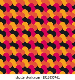 Vector seamless illustration of multicolor fish scale pattern. Colored geometric vector background.