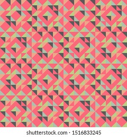 Vector seamless illustration of multicolor triangle pattern. Colored geometric vector background.
