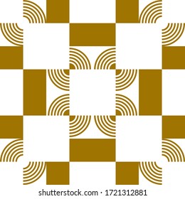 Vector seamless illustration pattern. Modern stylish texture. Repeating geometric tiles with circles. Gold and white colors