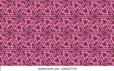 Vector Seamless illustration with pattern in triangles style. Curved line. Decorative design for For interior wallpaper, smart design, fashion print