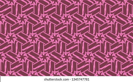 Vector Seamless illustration with pattern in triangles style. Curved line. Decorative design for For interior wallpaper, smart design, fashion print