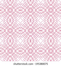 Vector Seamless Illustration of Red Tangier Grid, Abstract Guilloche Background
