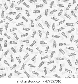 Vector seamless illustration of rotini  kind of pasta.