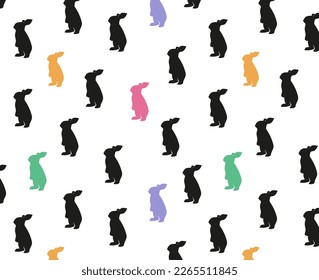 vector seamless illustration silhouette of a hare in color. easter bunny