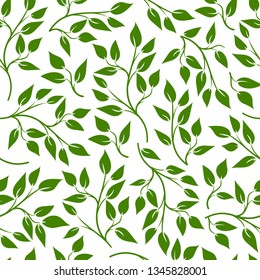 Vector seamless illustration of twigs leaves