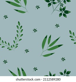 Ilustración sin fisuras de vectores con varias ramas de plantas verdes. Patrón natural