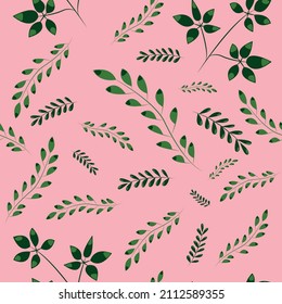 Ilustración sin fisuras de vectores con varias ramas de plantas verdes. Patrón natural