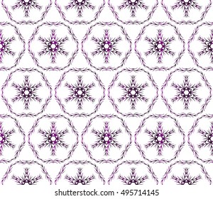 vector seamless image with Christmas snowflakes. purple gradient.