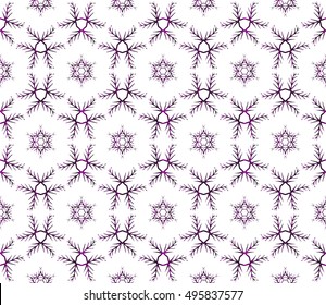 vector seamless image with Christmas snowflakes. purple gradient.