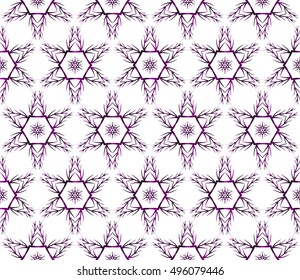 vector seamless image with Christmas snowflakes. purple gradient.