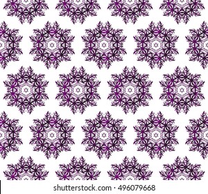vector seamless image with Christmas snowflakes. purple gradient.