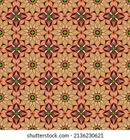 Vektorgrafik, Nahtlos, Bild von Circular Mandalas in Rot- und Cremefarben. Mögliche Anwendungen in Design und Textilien 