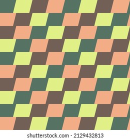 Vector, Seamless, Image in The Form of Parallelograms of Brown-Green Hue, Arranged in A Rectilinear Order. Possible Applications in Design and Textiles
