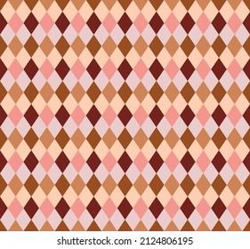 Vector, Seamless, Image in The Form of Rhombuses of Brown Hue, Arranged in A Horizontal Straight Line. Possible Applications in Design and Textiles