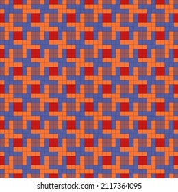 Vector, Seamless, Image in The Form of Squares of Orange and Purple, Arranged in A Certain Order. Possible Applications in Design and Textiles