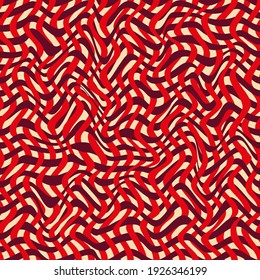 Vector Seamless Image Formed by Braided Curved Wave-Like Lattice On Orange Background 
