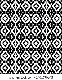 Vector Seamless indian style ornament  Ethnic Pattern. Geometric Design in tribal style black and white colour Can be used for textile, backgrounds, web, wrapping paper, package etc. 
