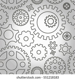 Vector seamless industrial background with gray gears