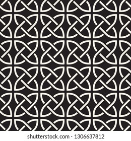 Vector seamless interlacing circles pattern. Simple abstract lines lattice. Repeating geometric tiles with weaved rings.