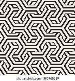 Vector Seamless Interlacing Lines Pattern. Modern Stylish Texture. Repeating Geometric Background With Hexagonal Lattice.