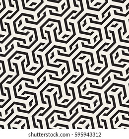 Vector Seamless Interlacing Lines Pattern. Modern Stylish Texture. Repeating Geometric Background With Hexagonal Lattice.