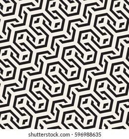 Vector Seamless Interlacing Lines Pattern. Modern Stylish Texture. Repeating Geometric Background With Hexagonal Lattice.