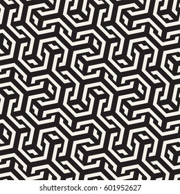 Vector Seamless Interlacing Lines Pattern. Modern Stylish Texture. Repeating Geometric Background With Hexagonal Lattice.