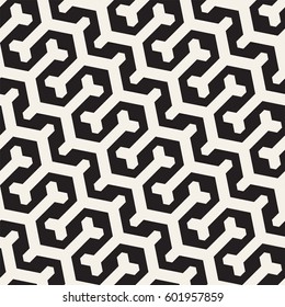 Vector Seamless Interlacing Lines Pattern. Modern Stylish Texture. Repeating Geometric Background With Hexagonal Lattice.