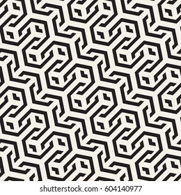 Vector Seamless Interlacing Lines Pattern. Modern Stylish Texture. Repeating Geometric Background With Hexagonal Lattice.