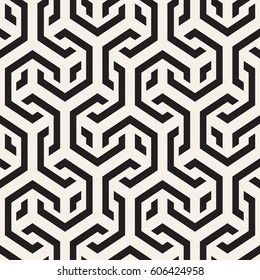 Vector Seamless Interlacing Lines Pattern. Modern Stylish Texture. Repeating Geometric Background With Hexagonal Lattice.