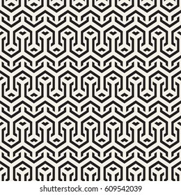 Vector Seamless Interlacing Lines Pattern. Repeating Geometric Background With Hexagonal Lattice.