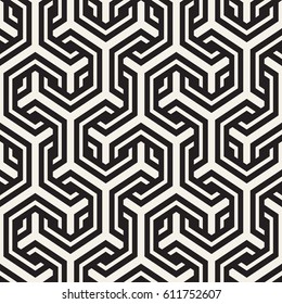 Vector Seamless Interlacing Lines Pattern. Repeating Geometric Background With Hexagonal Lattice.