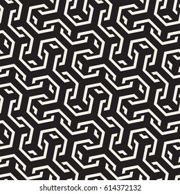 Vector Seamless Interlacing Lines Pattern. Repeating Geometric Background With Hexagonal Lattice.